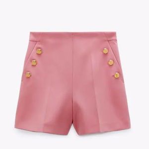 Zara Pink Shorts with Buttons- Medium